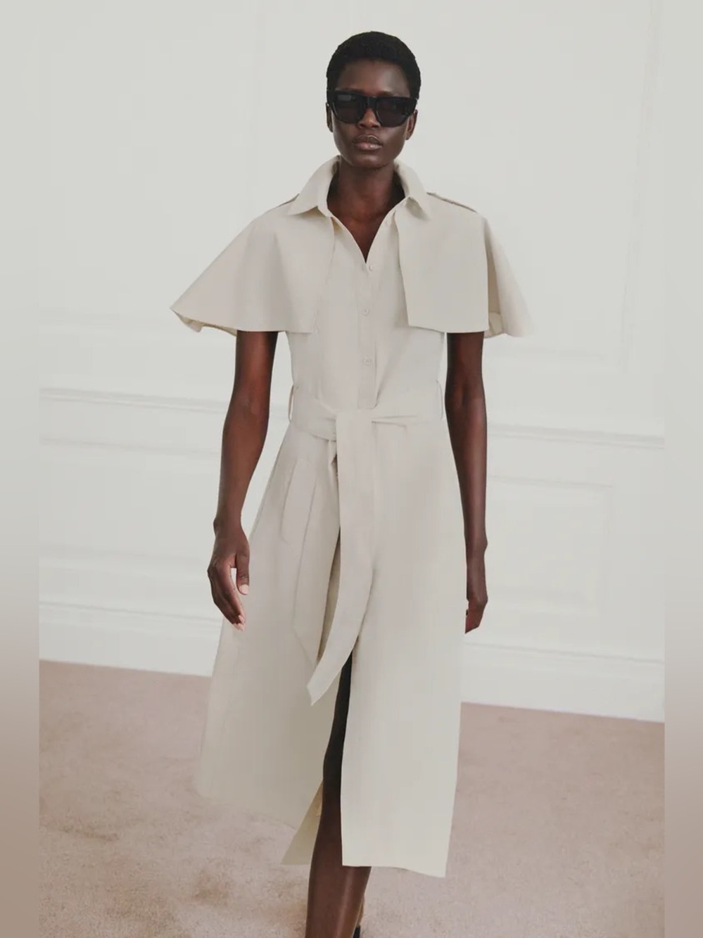 ZARA ZW COLLECTION CAPE SHIRT DRESS - Picture 3 of 16